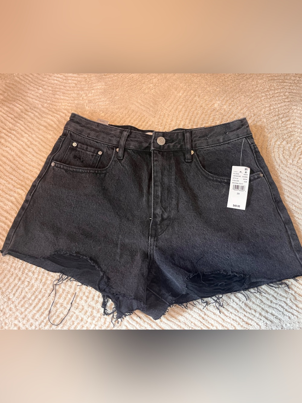 PacSun Black High-Waist Distressed Denim Shorts